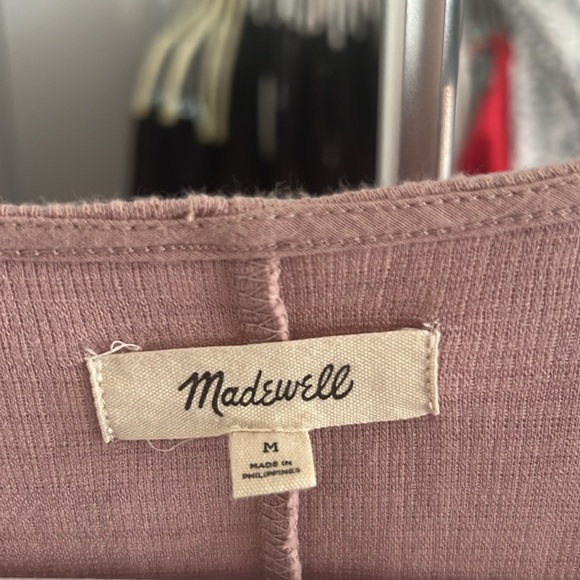 Madewell Size Medium Cross Front Flutter Sleeve Mini Dress Faded Mauve - Picture 5 of 5
